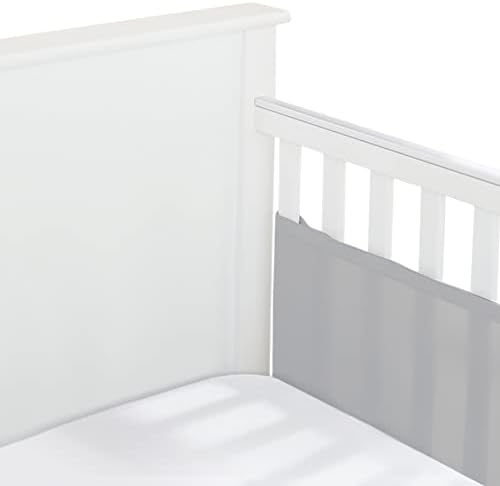 Breathable Mesh Liner for Full-Size Cribs, Classic 3mm Mesh (Covers 2 Sides), Gray