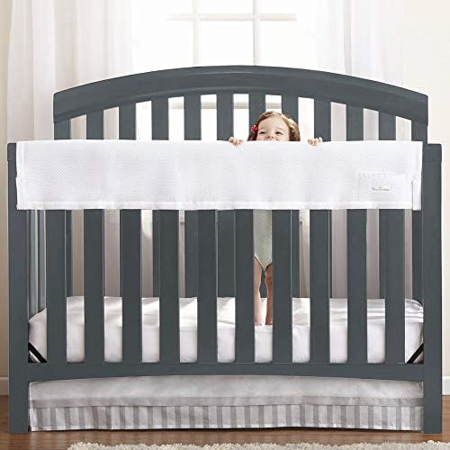 Breathable Mesh RailGuard Teething Cover, 51" Long Panel, White